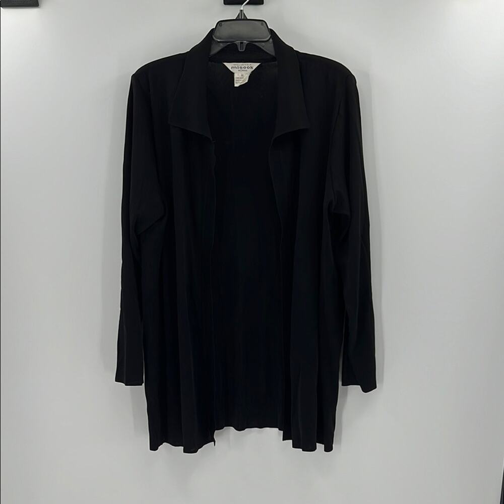 Misook Women's Open Front Cardigan - Black - 2X